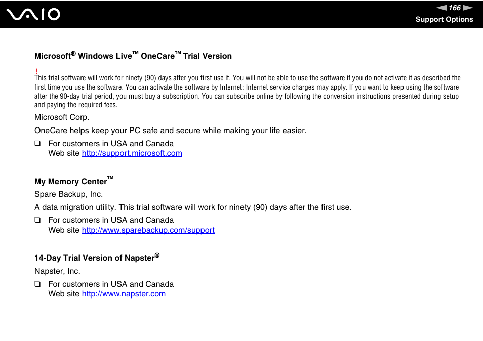 Sony VAIO VGN-NS User Manual | Page 166 / 175