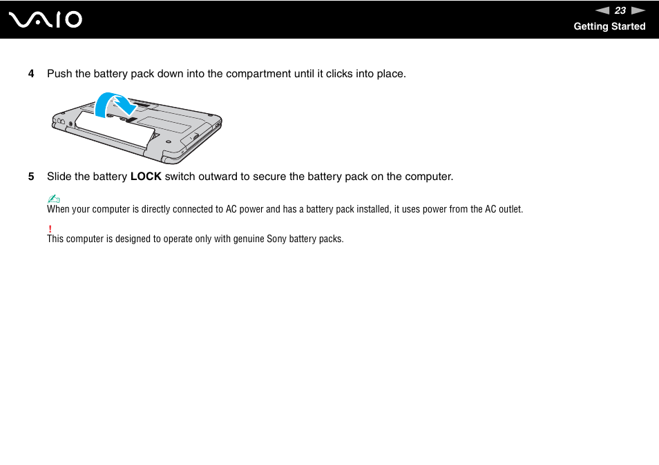 Sony VAIO VGN-NS User Manual | Page 23 / 175