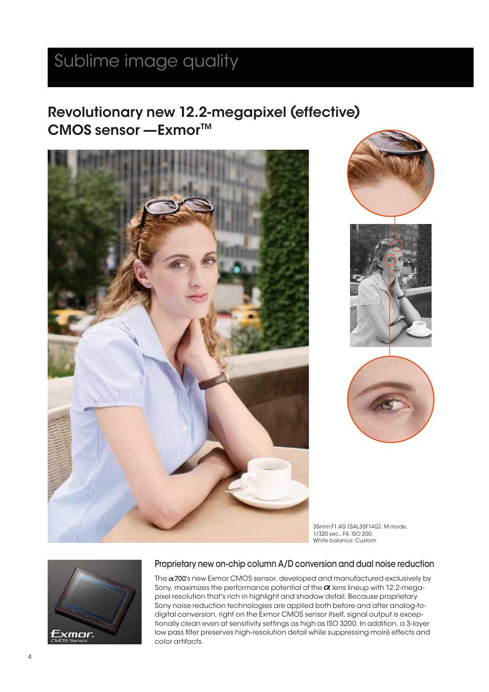 Sublime image quality | Sony alpha 700 User Manual | Page 4 / 28