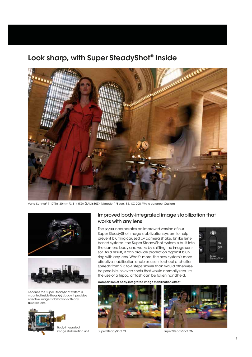 Look sharp, with super steadyshot, Inside | Sony alpha 700 User Manual | Page 7 / 28