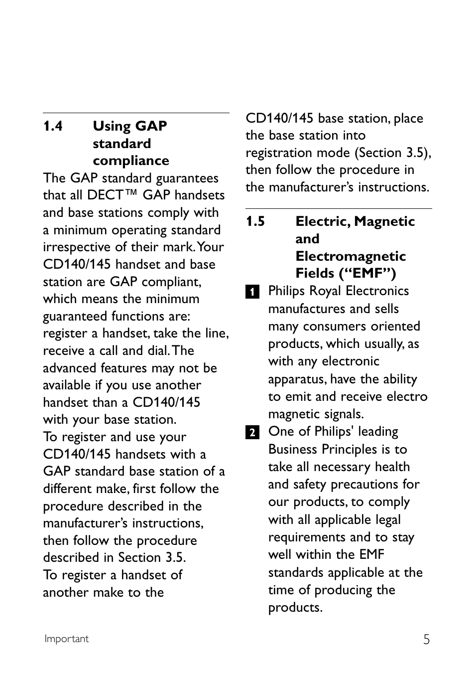 4 using gap standard compl, 5 electric, magnetic and e, Using gap standard compliance | Sony CD145 User Manual | Page 7 / 40