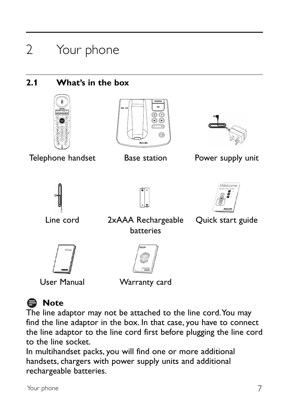 2 your phone, 1 what’s in the box, Your phone | What’s in the box, 2your phone | Sony CD145 User Manual | Page 9 / 40