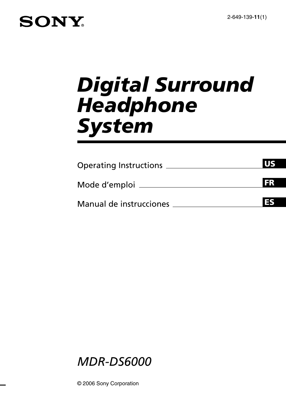 Sony MDR DS6000 User Manual | 92 pages