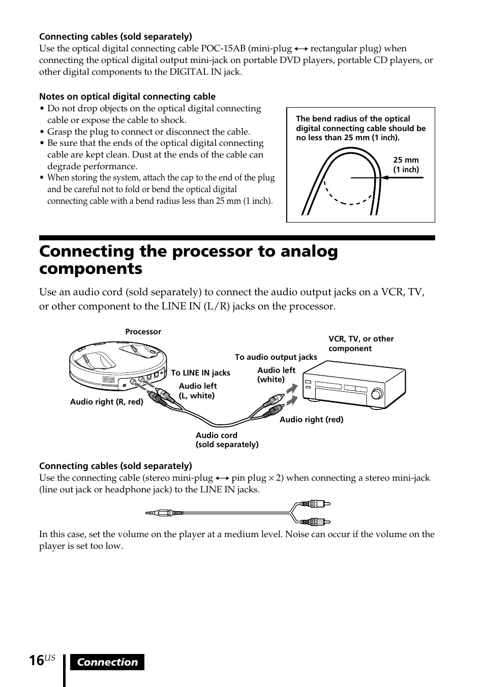 Connecting the processor to analog components, Connecting the processor to, Analog components | Sony MDR DS6000 User Manual | Page 16 / 92