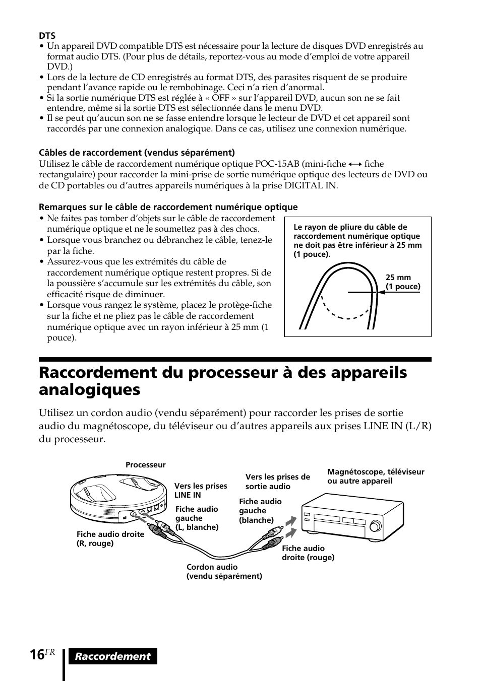 Raccordement du processeur à des, Appareils analogiques | Sony MDR DS6000 User Manual | Page 46 / 92