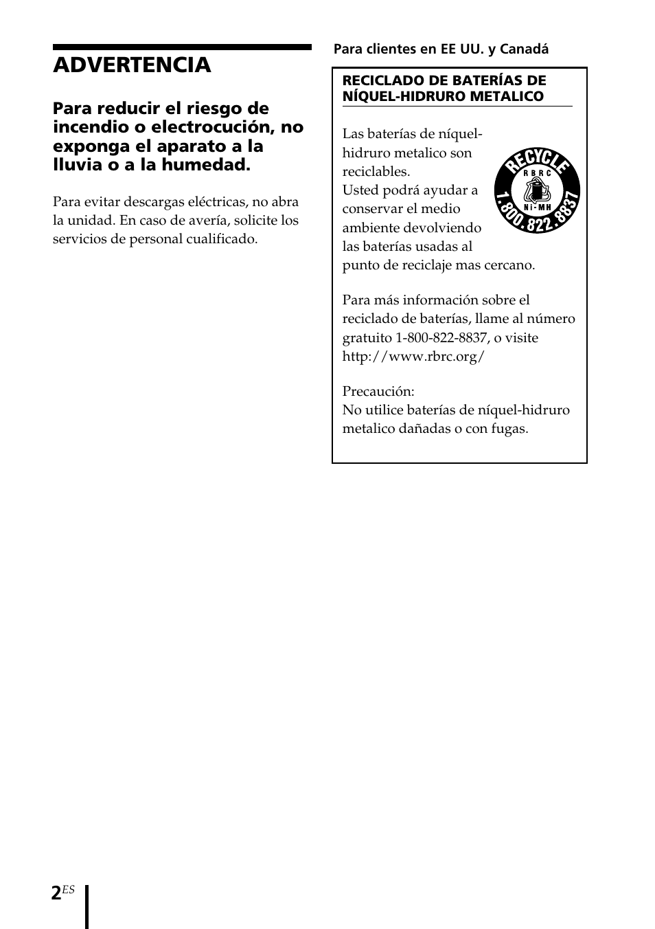 Manual de instrucciones, Advertencia | Sony MDR DS6000 User Manual | Page 62 / 92