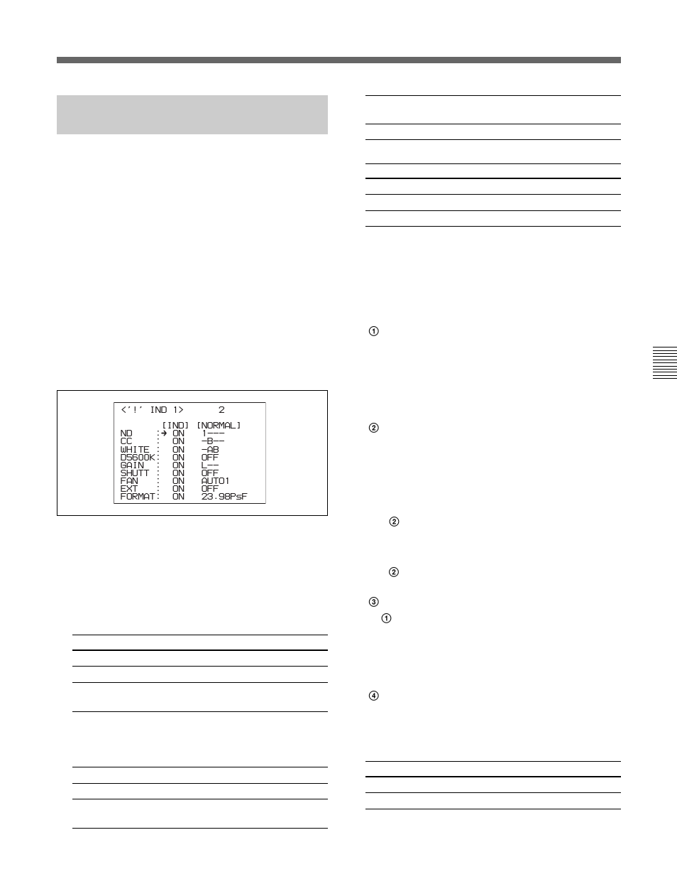 6-2 ‘！’表示を点灯させる項目を選択 する, 17(j) | Sony HDC-F950 User Manual | Page 49 / 130