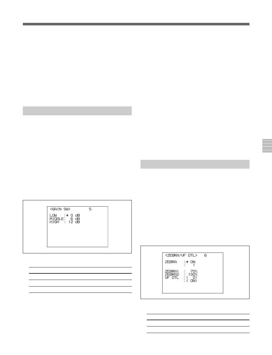 6-4 ゲイン切り換え値を設定する, 6-5 ビューファインダーを設定する | Sony HDC-F950 User Manual | Page 51 / 130