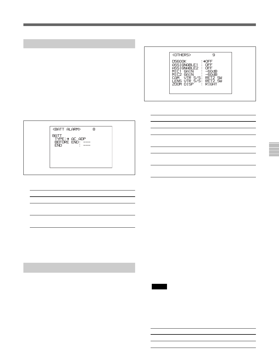 6-7 電源設定を表示する, 6-8 その他の設定 | Sony HDC-F950 User Manual | Page 53 / 130