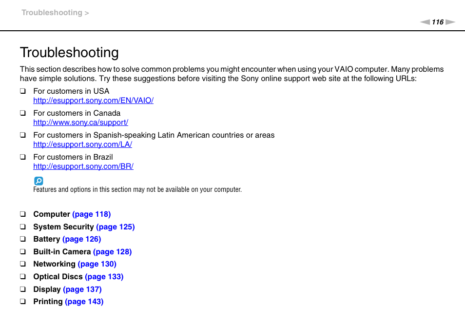 Troubleshooting | Sony VAIO VGN-NW User Manual | Page 116 / 157