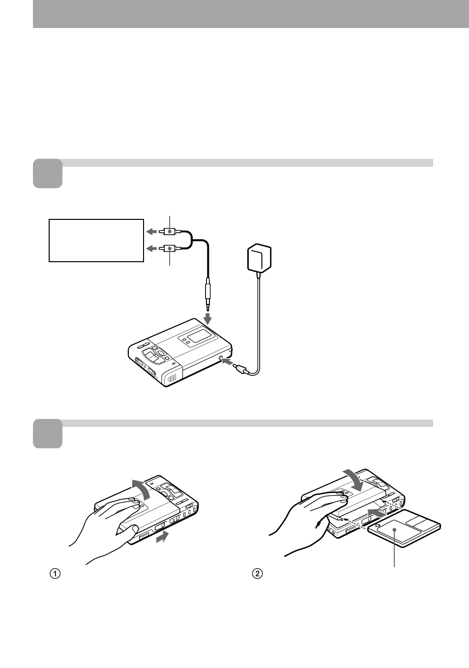 Spela in en md-skiva, Gör anslutningarna. sätt i md-skivan | Sony MZ-R50 User Manual | Page 122 / 212