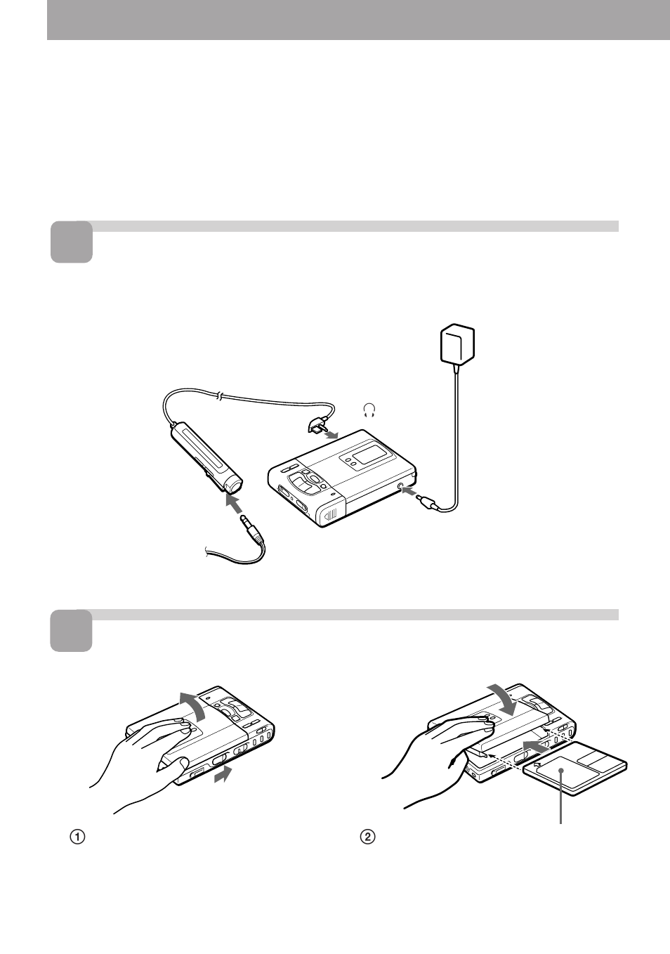 Spela upp en md-skiva, Gör anslutningarna. sätt i md-skivan | Sony MZ-R50 User Manual | Page 124 / 212