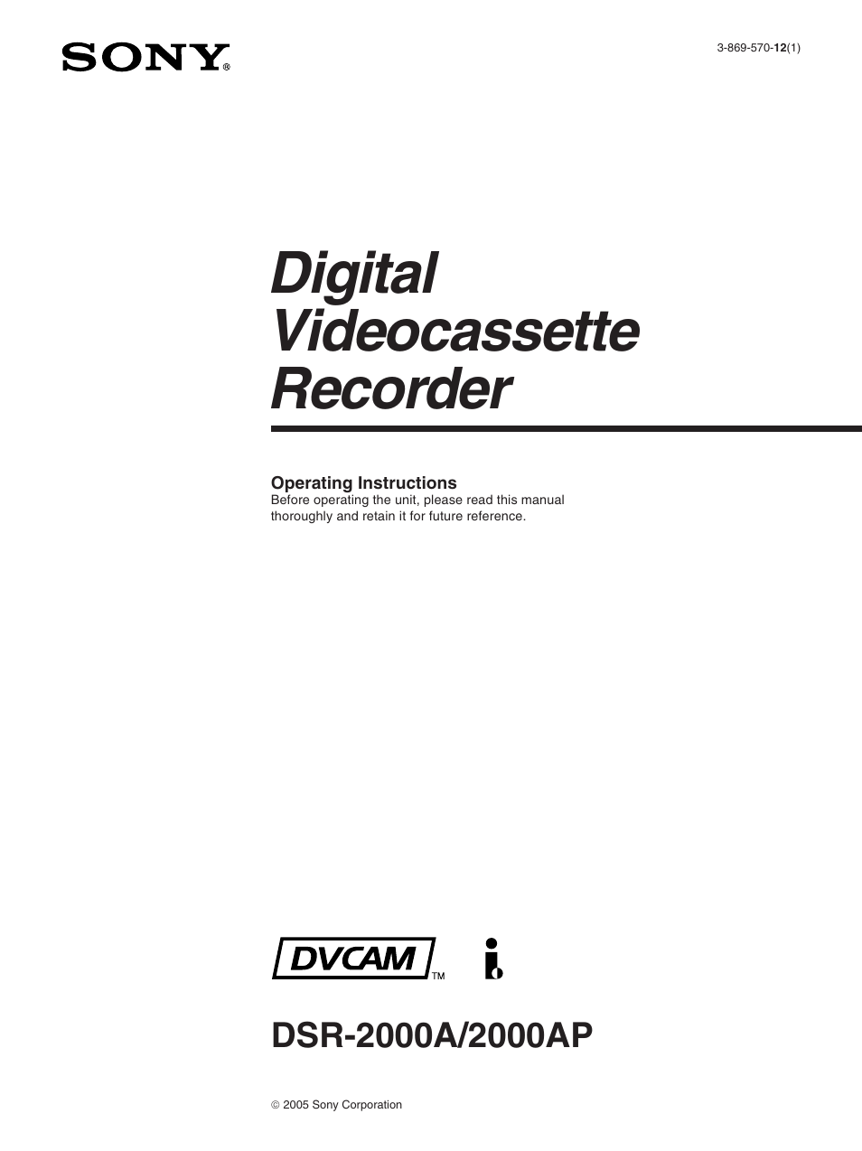 Sony DSR-2000A User Manual | 150 pages