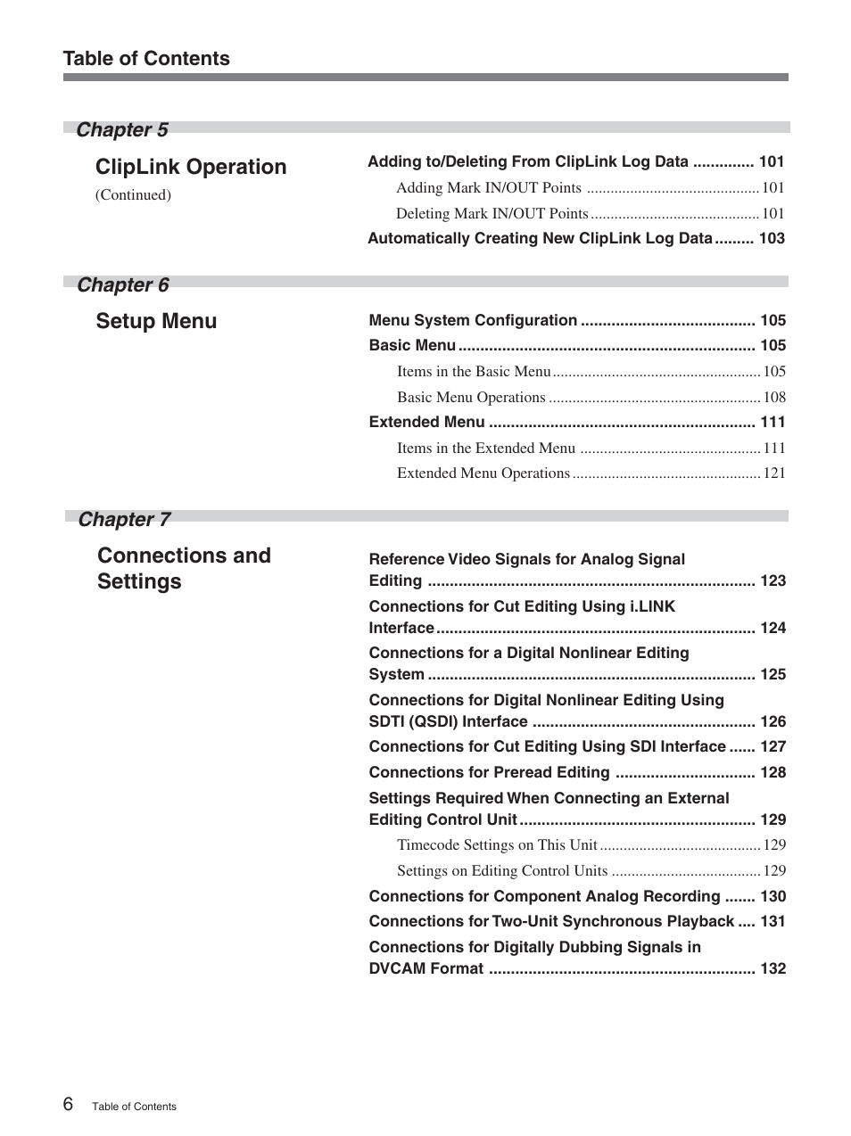 Sony DSR-2000A User Manual | Page 6 / 150