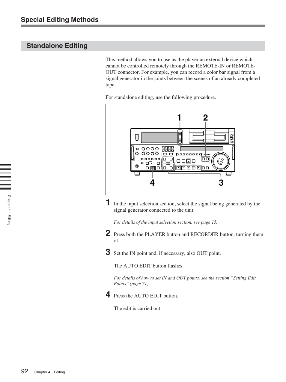 Standalone editing | Sony DSR-2000A User Manual | Page 92 / 150