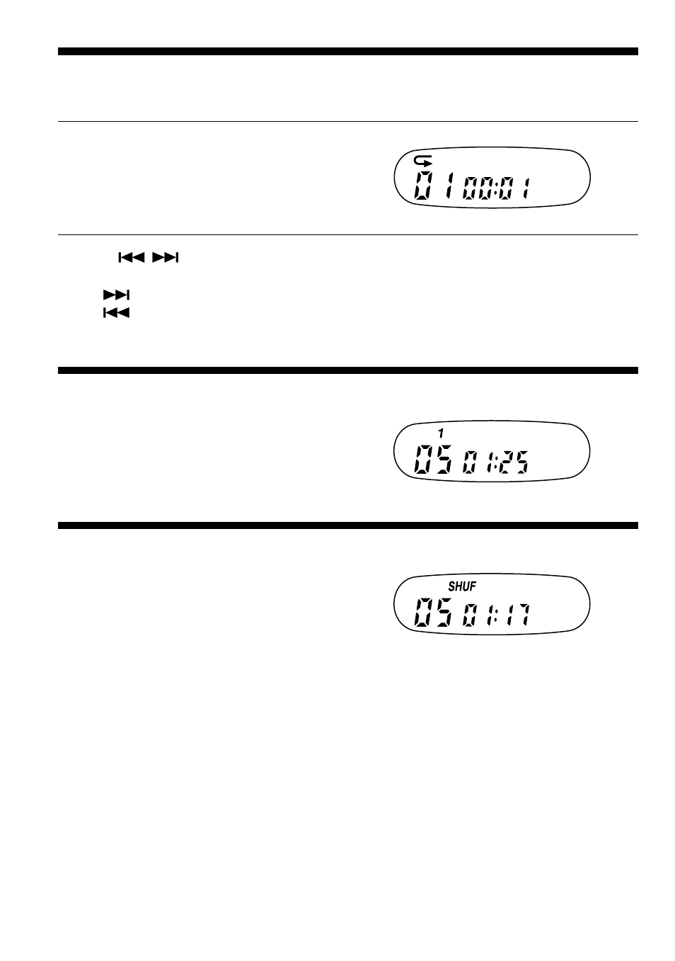 Playing tracks repeatedly (repeat play), Playing a single track (single play), Playing tracks in random order (shuffle play) | Playing tracks in random order, Shuffle play), Playing tracks repeatedly, Playing a single track | Sony CD Walkman D-EJ915 User Manual | Page 10 / 28
