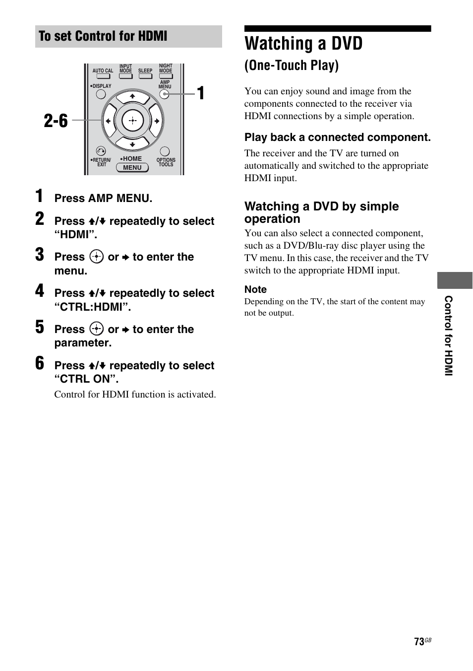 Watching a dvd (one-touch play), Watching a dvd, One-touch play) | Sony 3-289-450-45(1) User Manual | Page 73 / 100