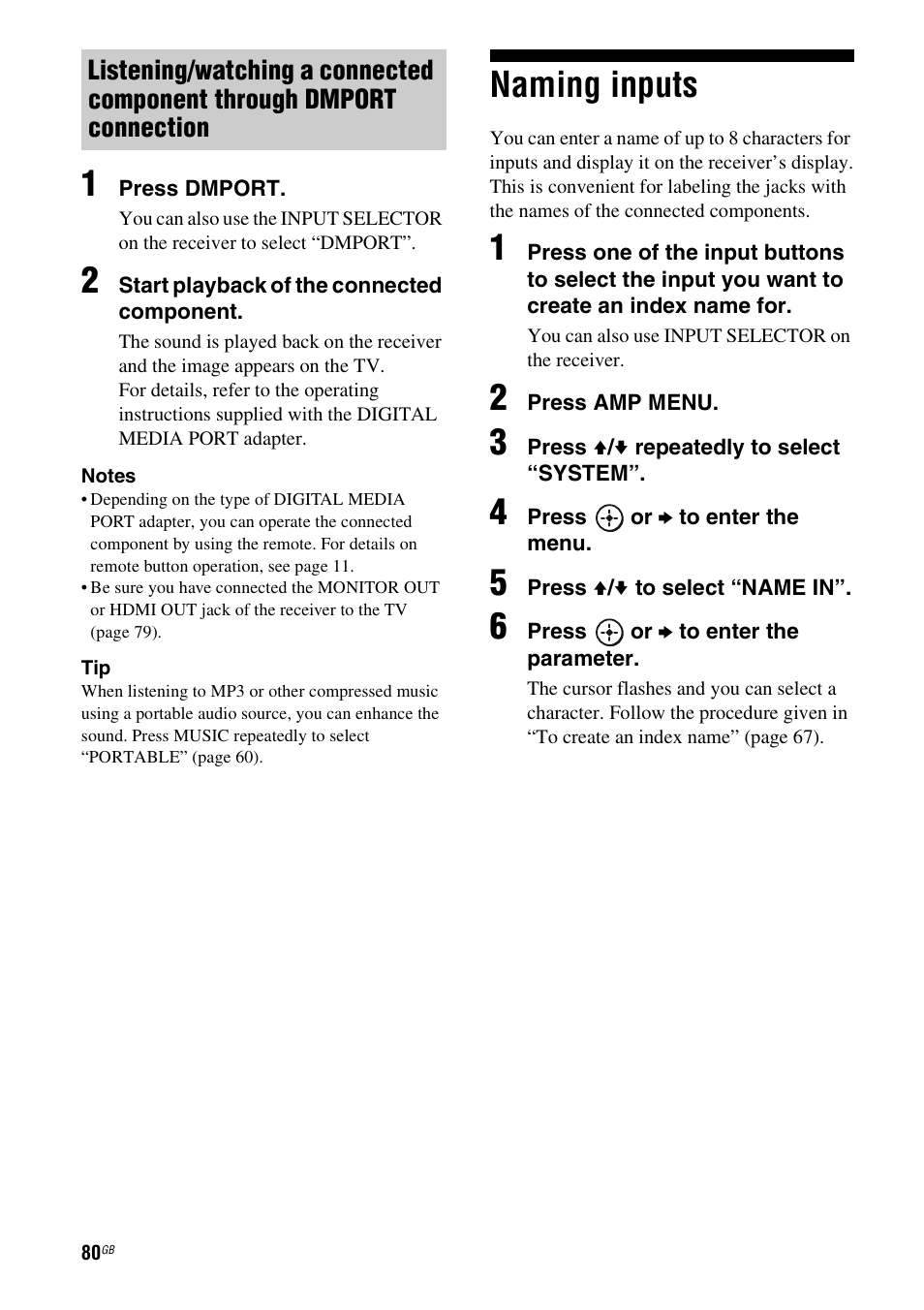 Naming inputs | Sony 3-289-450-45(1) User Manual | Page 80 / 100