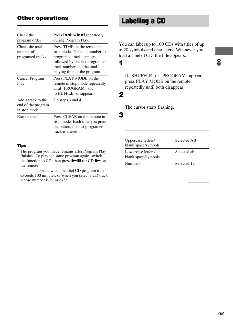 Labeling a cd, Disc memo | Sony CMT-EX5 User Manual | Page 11 / 28