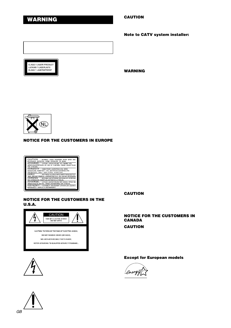 Warning | Sony CMT-EX5 User Manual | Page 2 / 28