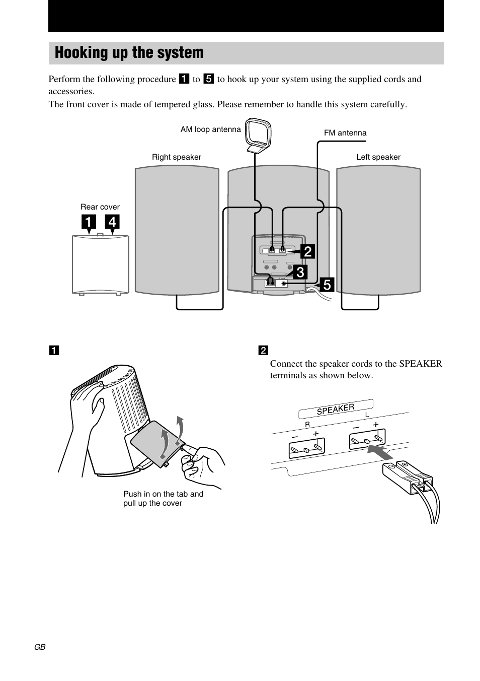 Getting started, Hooking up the system | Sony CMT-EX5 User Manual | Page 6 / 28