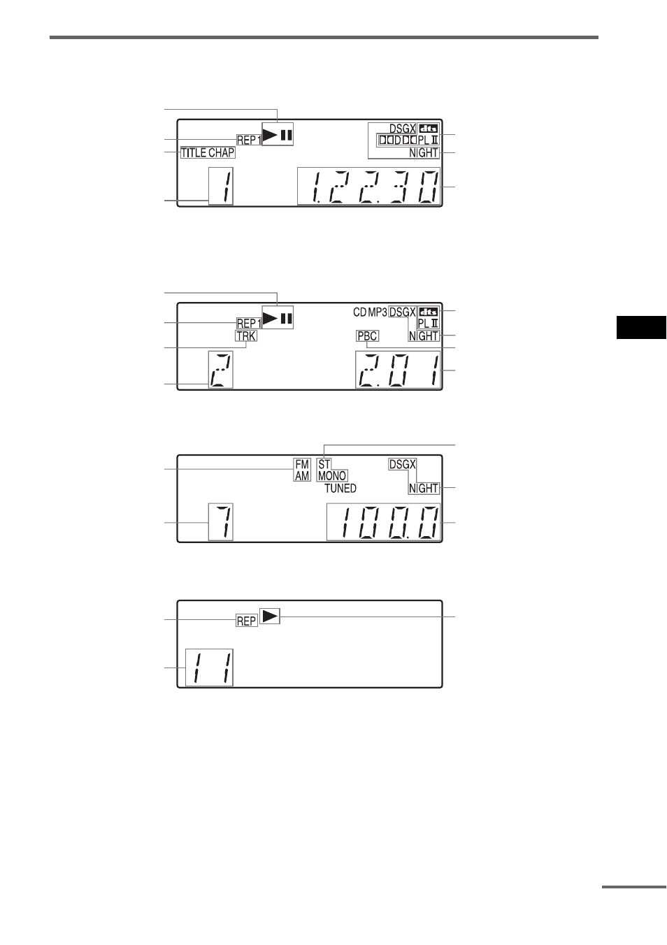 Front panel display | Sony DAV-BC250 User Manual | Page 75 / 84