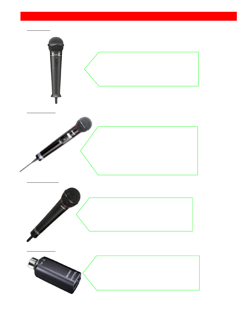 Hand-held uhf transmitters | Sony Camcorder / Wireless Microphone User Manual | Page 14 / 26