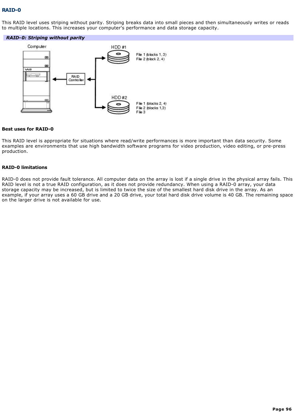 Raid-0 | Sony VGCRA830 User Manual | Page 96 / 164