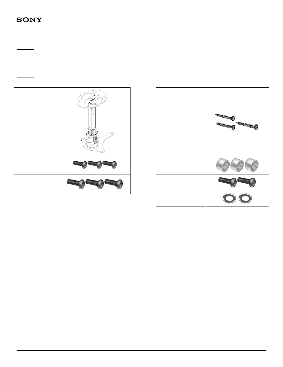 Parts list, Installation tools | Sony PAM-200 User Manual | Page 3 / 8