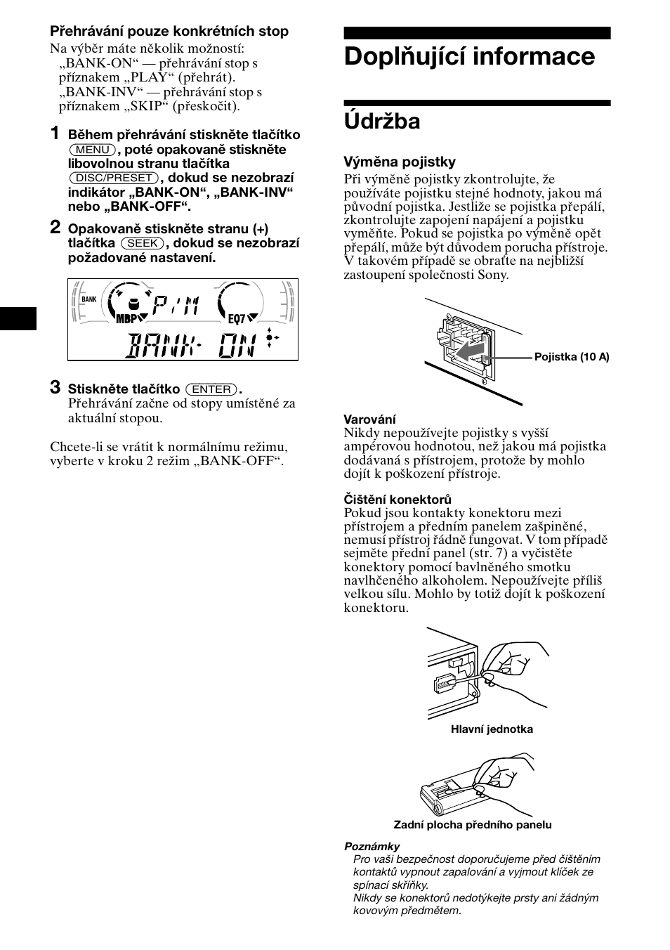 Doplňující informace, Údržba | Sony XR-L500X  RU User Manual | Page 52 / 146