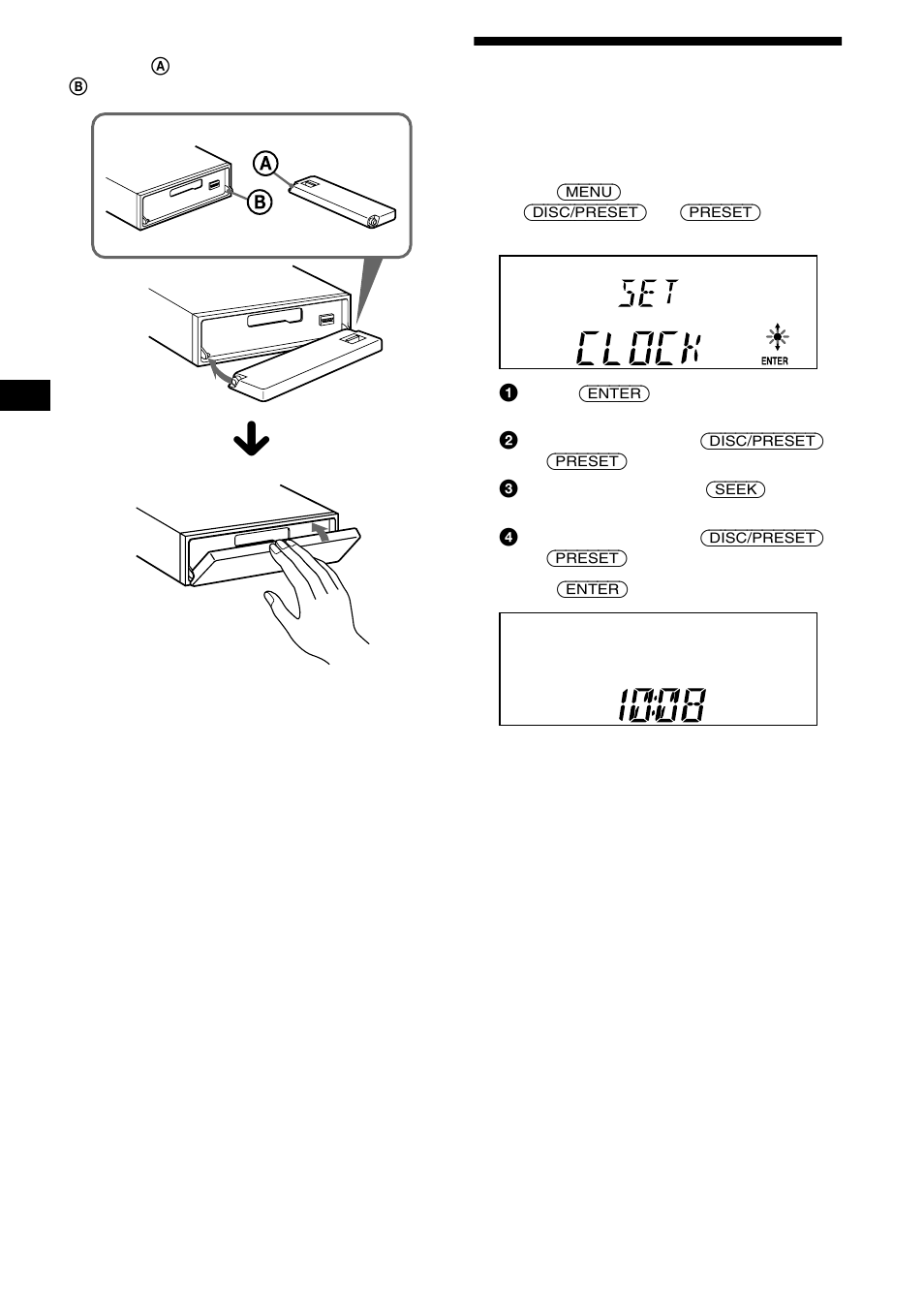 Setting the clock | Sony XR-L500X  RU User Manual | Page 8 / 146