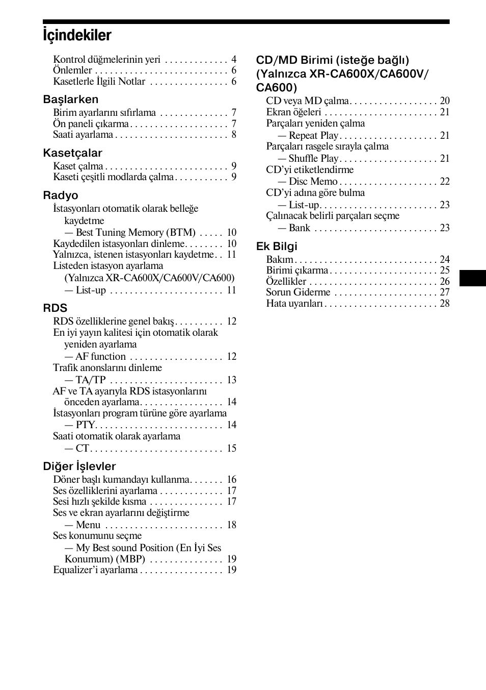 3içindekiler | Sony XR-L500X  RU User Manual | Page 87 / 146