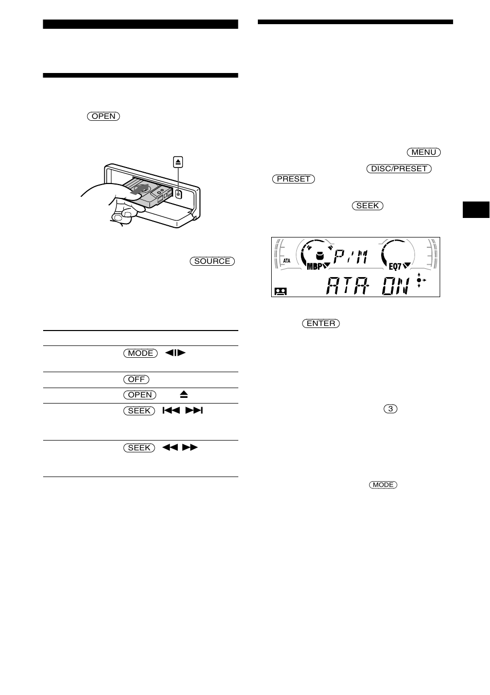 Cassette player, Listening to a tape, Playing a tape in various modes | Sony XR-L500X  RU User Manual | Page 9 / 146