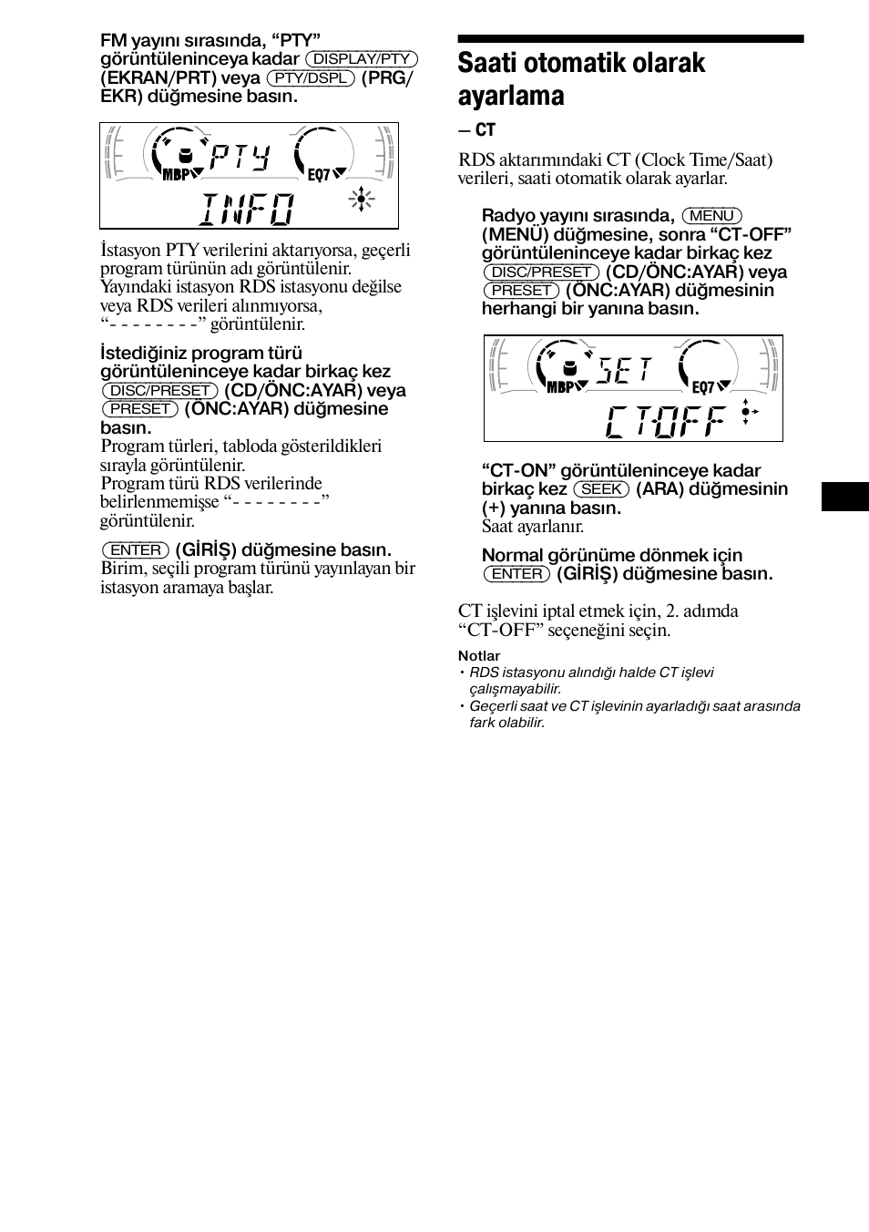 Saati otomatik olarak ayarlama, Sayfa 15 | Sony XR-L500X  RU User Manual | Page 99 / 146