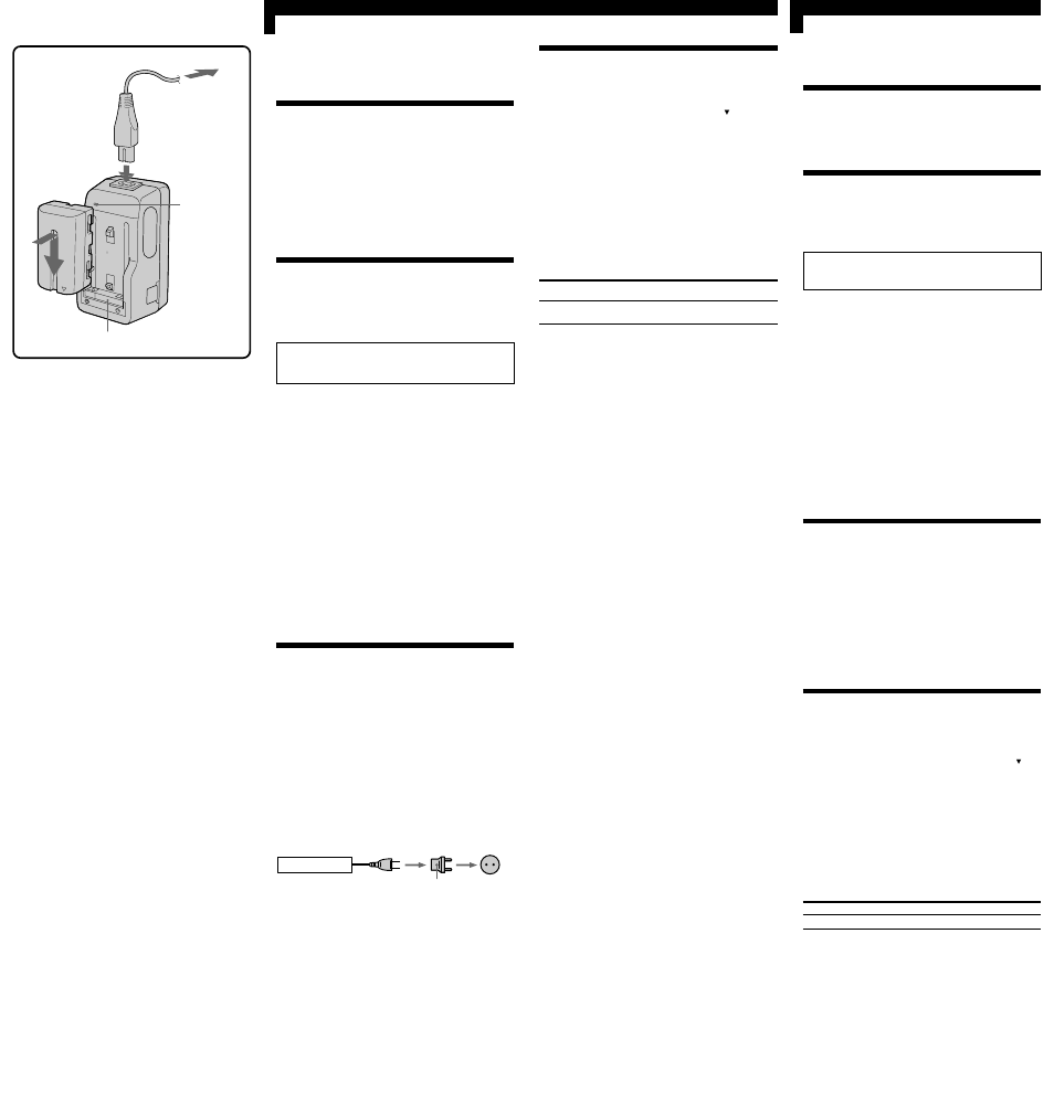 Avertissement, Remarques sur l’utilisation, Spécifications | Pour charger une batterie, Advertencia, Notas sobre la utilización, Especificaciones, Para cargar la batería | Sony BC-V615/V615A User Manual | Page 2 / 2