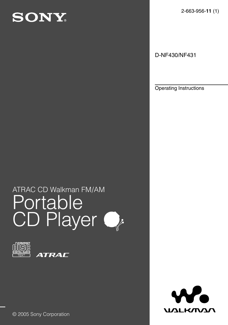 Sony D-NF431 User Manual | 44 pages