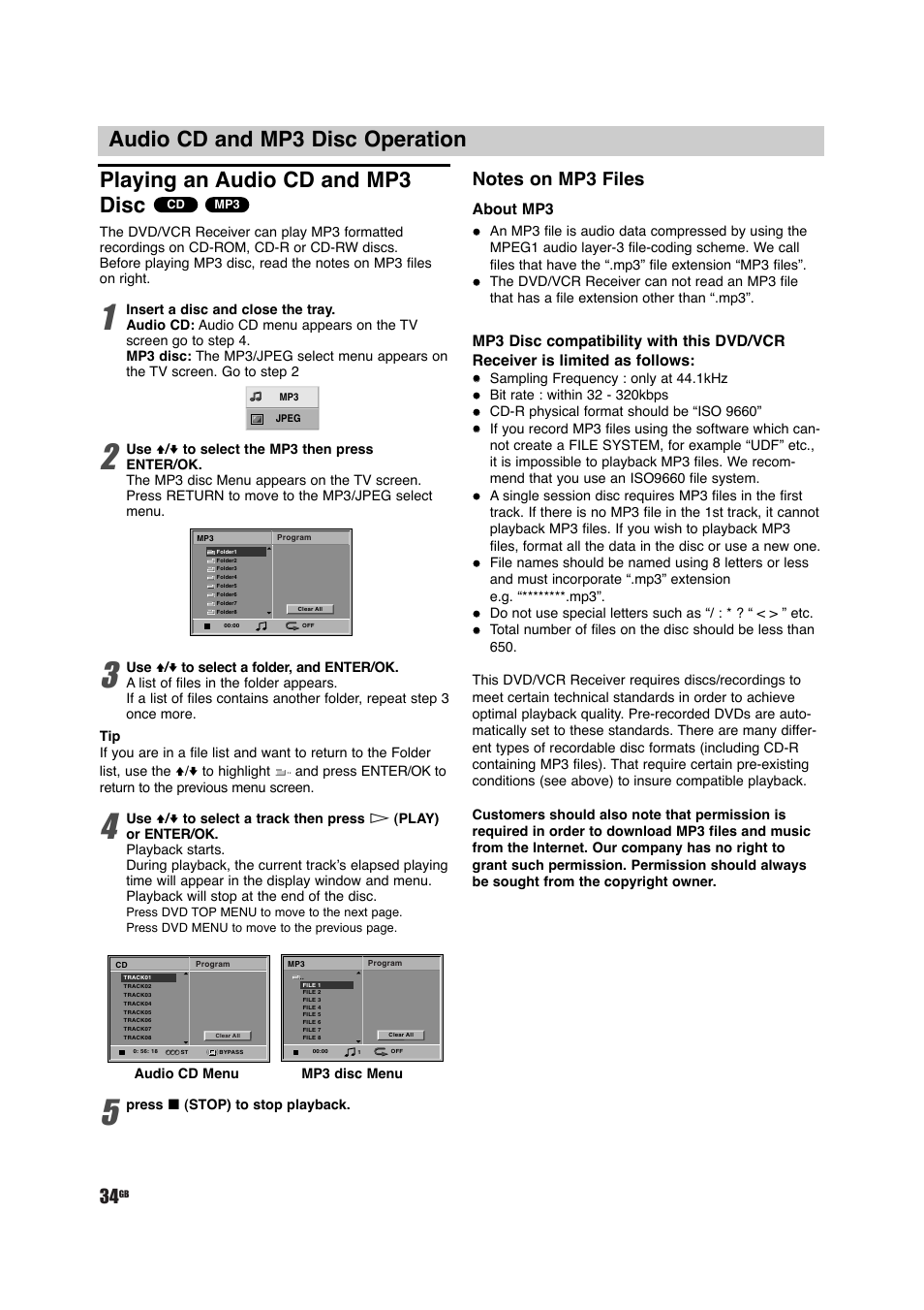 About mp3 | Sony DAV-D150G User Manual | Page 34 / 48