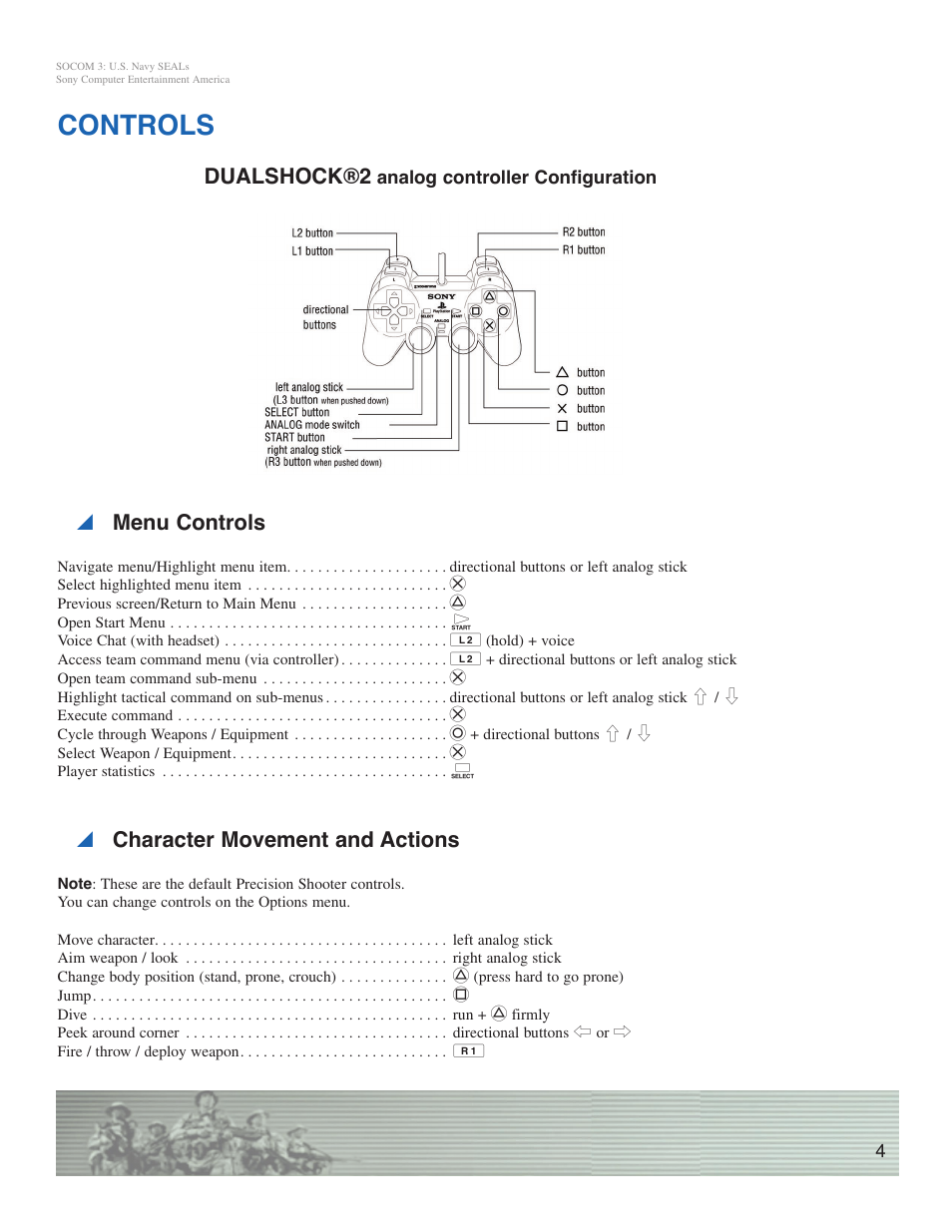 Controls | Sony SOCOM 3 User Manual | Page 4 / 14