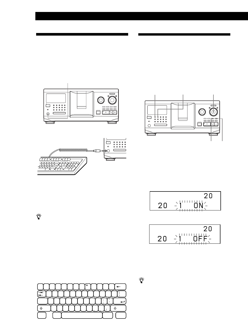 2 0 1 o n, 2 0 1 o f f, Speichern von daten zu cds (custom files) | Sony CDP CX555ES User Manual | Page 118 / 128