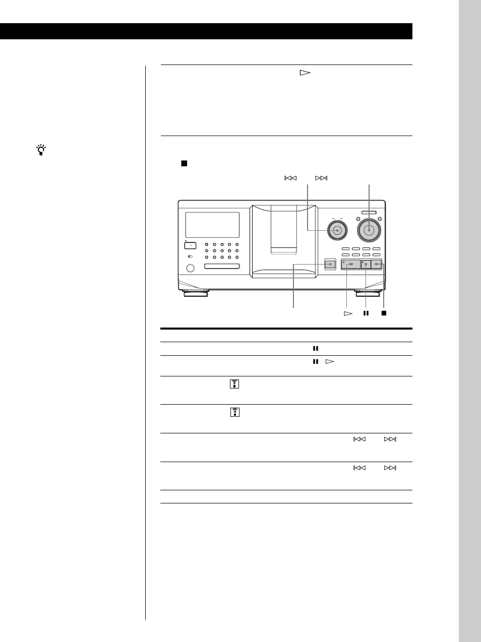 Operaciones básicas, Para detener la reproducción, Pulse p | Para, Es necesario, Open/close · p p | Sony CDP CX555ES User Manual | Page 13 / 128