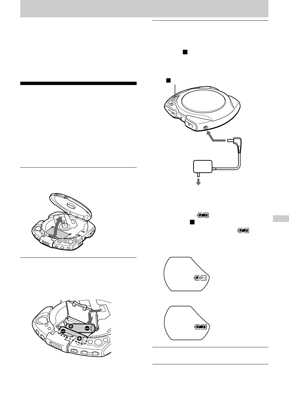Connecting a power source, Using the rechargeable batteries | Sony D-EG5 User Manual | Page 17 / 24