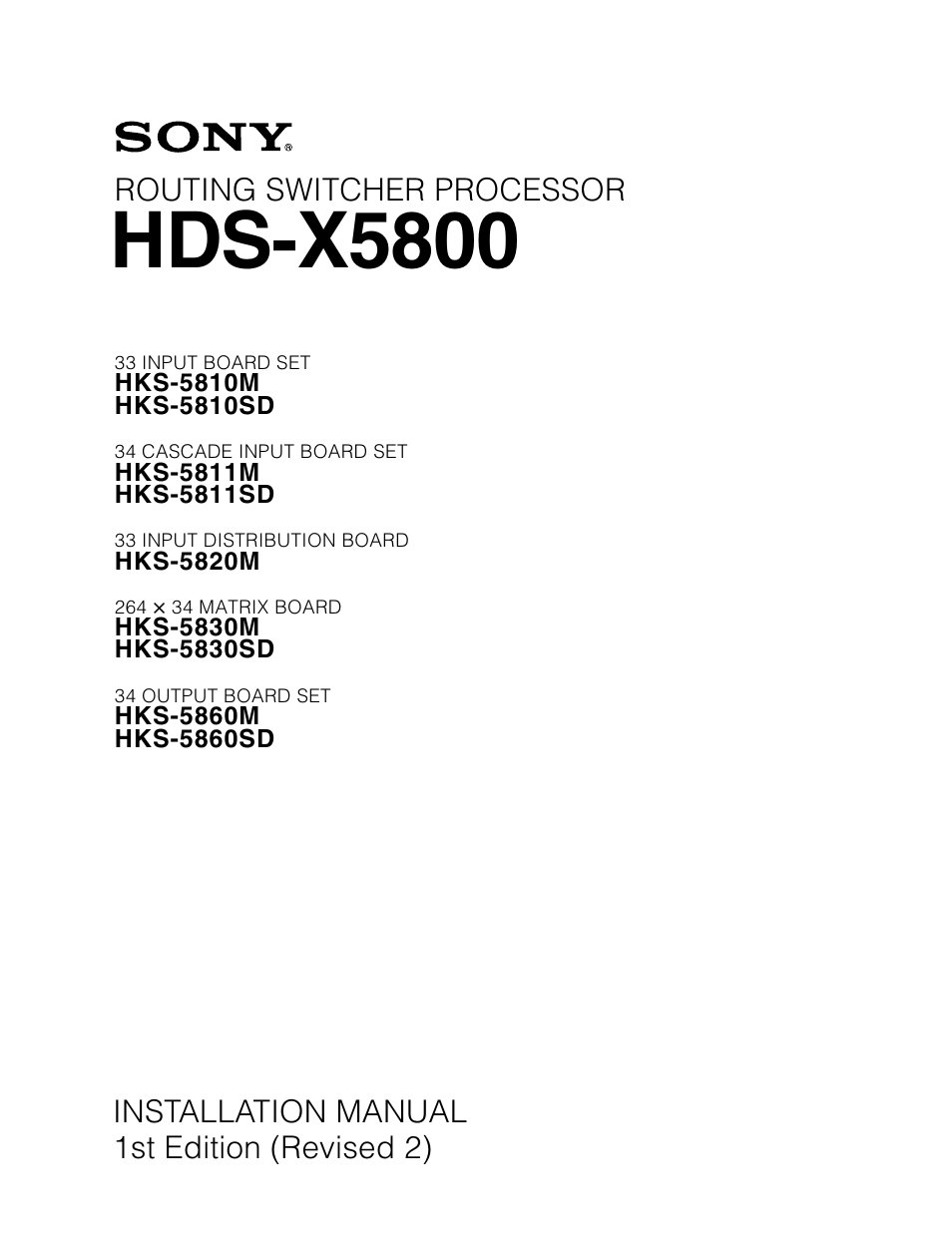 Sony HDS-X5800 User Manual | 68 pages