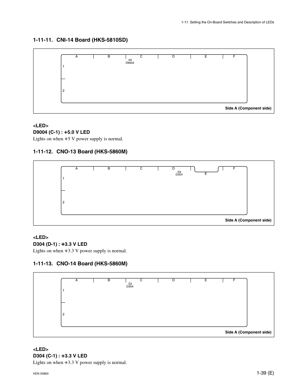 11-11. cni-14 board (hks-5810sd), 11-12. cno-13 board (hks-5860m), 11-13. cno-14 board (hks-5860m) | Sony HDS-X5800 User Manual | Page 47 / 68