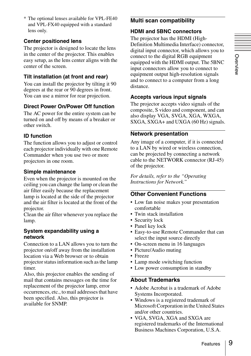 Sony FE40L User Manual | Page 9 / 57