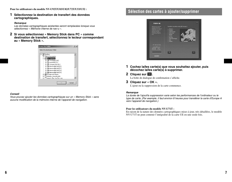 Sélection des cartes à ajouter/supprimer | Sony NVD-U11E User Manual | Page 12 / 25