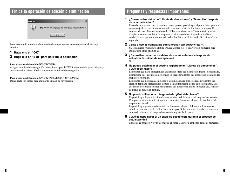 Fin de la operación de adición o eliminación, Preguntas y respuestas importantes | Sony NVD-U11E User Manual | Page 25 / 25