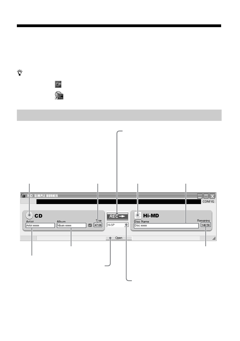 Recording by computer operations (standard mode), The window for recording all tracks on the cd | Sony MZ-NHF800 User Manual | Page 109 / 132