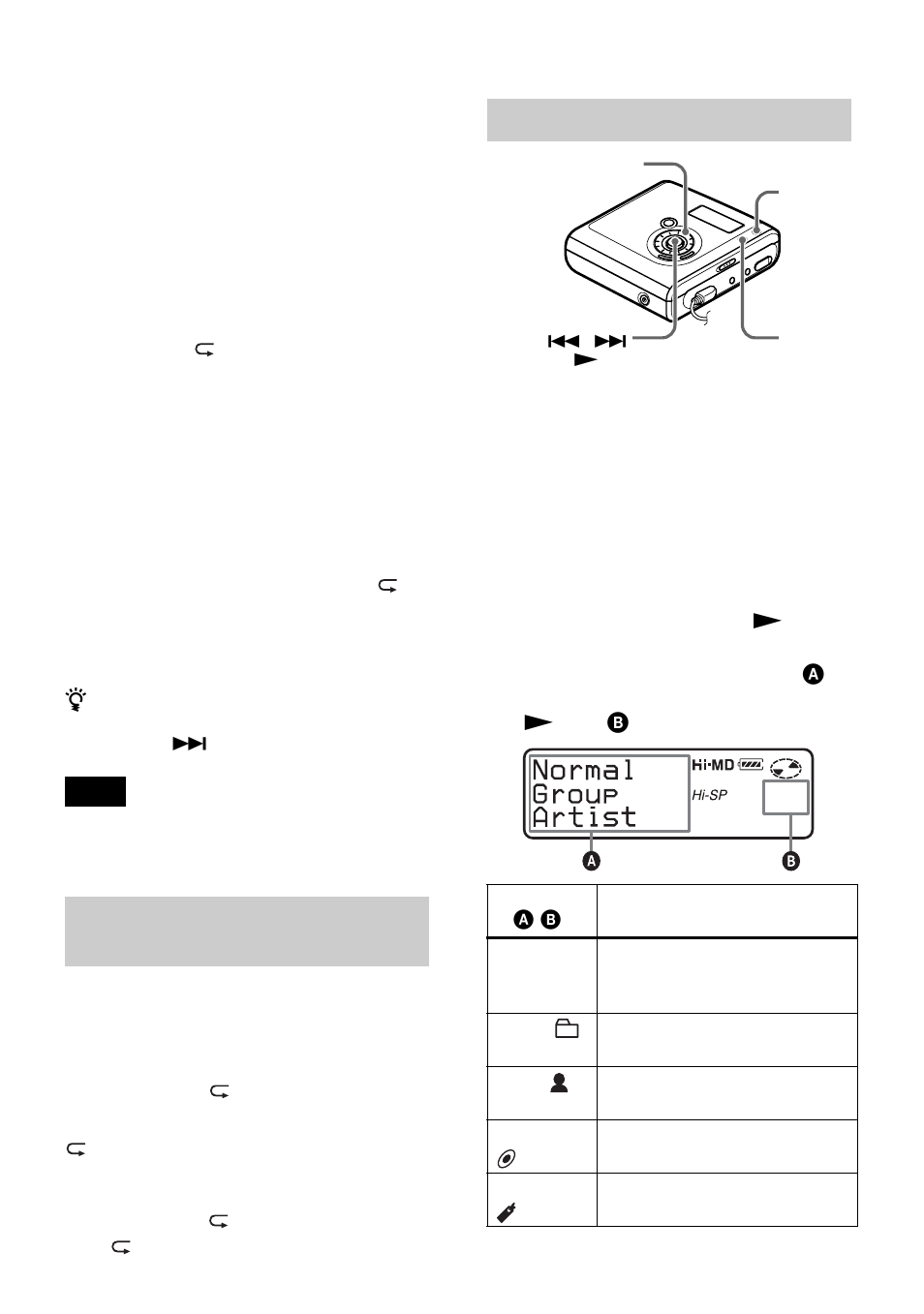 Playing tracks repeatedly (repeat play), On the recorder | Sony MZ-NHF800 User Manual | Page 47 / 132