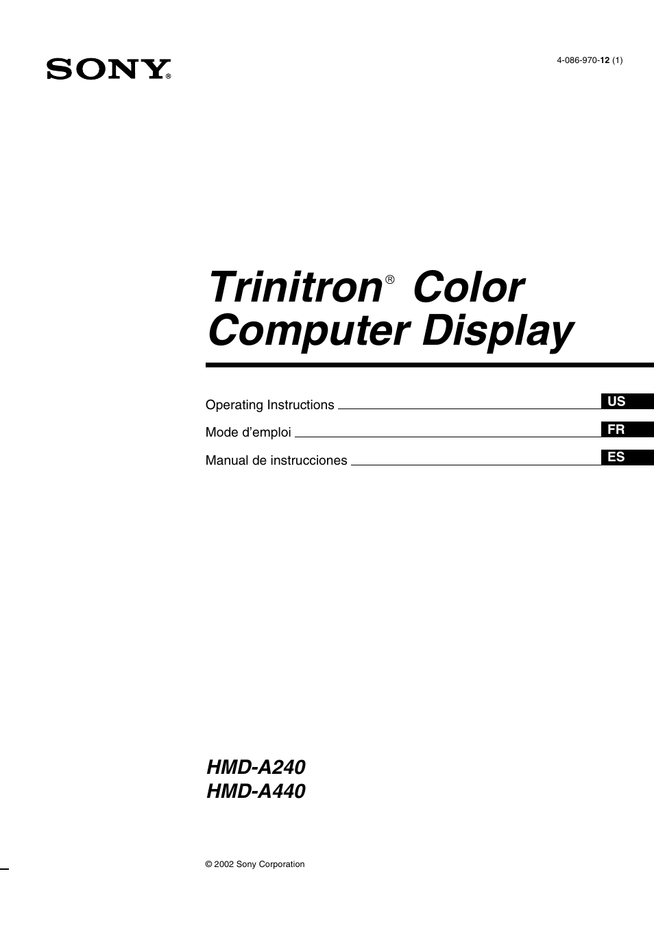 Sony HMD-A240 User Manual | 24 pages