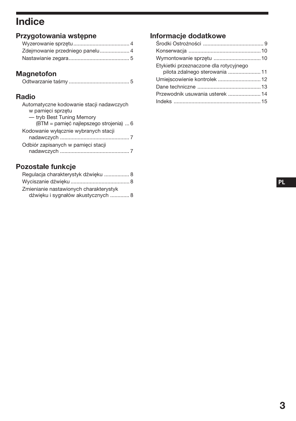 Indice | Sony ASD-3N/W User Manual | Page 17 / 72